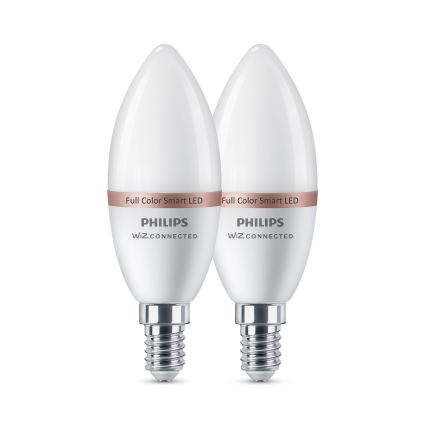 ZESTAW 2x ściemnialnych żarówek LED RGB Philips SMART C37 E14/4,9W/230V 2200-6500K CRI 90