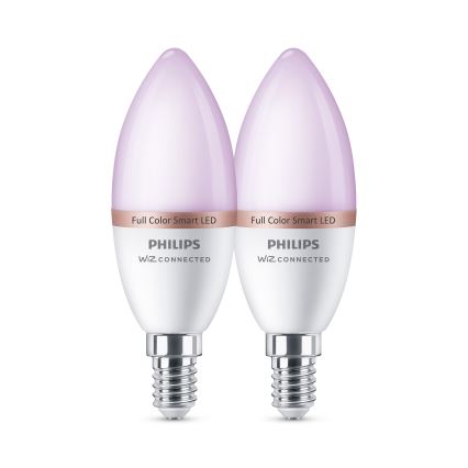 ZESTAW 2x ściemnialnych żarówek LED RGB Philips SMART C37 E14/4,9W/230V 2200-6500K CRI 90