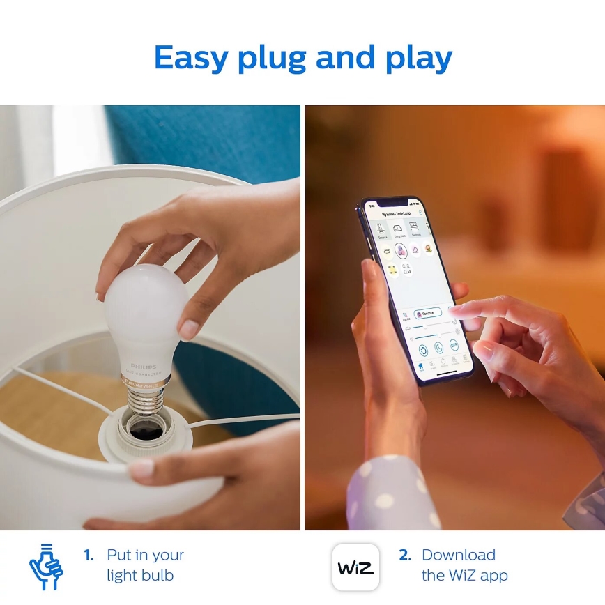 ZESTAW 2x LED RGB Żarówka ściemnialna Philips A60 E27/8W/230V Wi-Fi