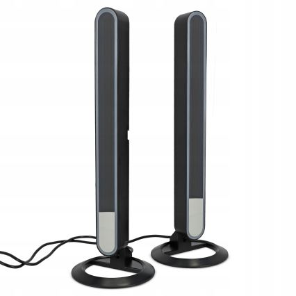 ZESTAW 2x LED RGBIC ściemniana lampa stołowa LED/5W/5V czarna + pilot zdalnego sterowania