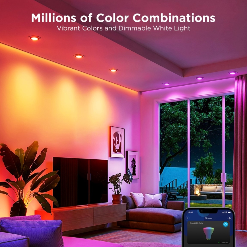 ZESTAW 2x ściemnialnych żarówek LED RGBWW MATTER GU10/4,8W/230V 2700-6500K Wi-Fi - Govee