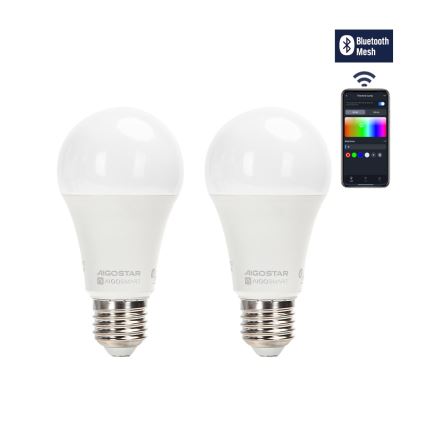 ZESTAW 2x Ściemniana żarówka LED RGBW MESH Smart G45 E14/4,5W/230V 2700-6500K + zdalne sterowanie - Aigostar