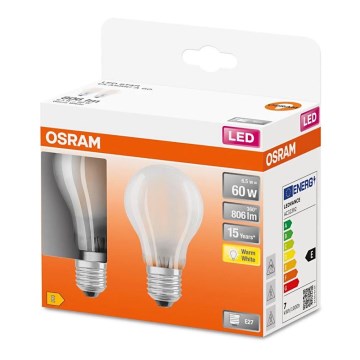 ZESTAW 2x LED Żarówka A60 E27/6,5W/230V 2700K - Osram