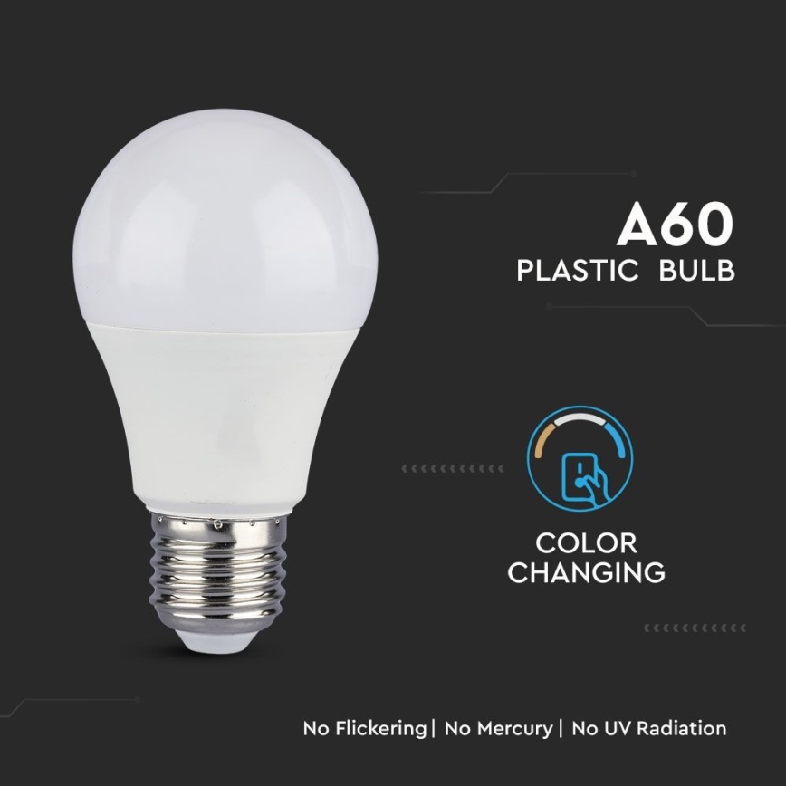 ZESTAW 2x LED Żarówka A60 E27/9W/230V 3000/4000/6400K