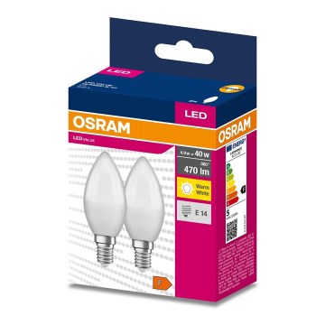 ZESTAW 2x LED Żarówka B35 E14/4,9W/230V 3000K - Osram