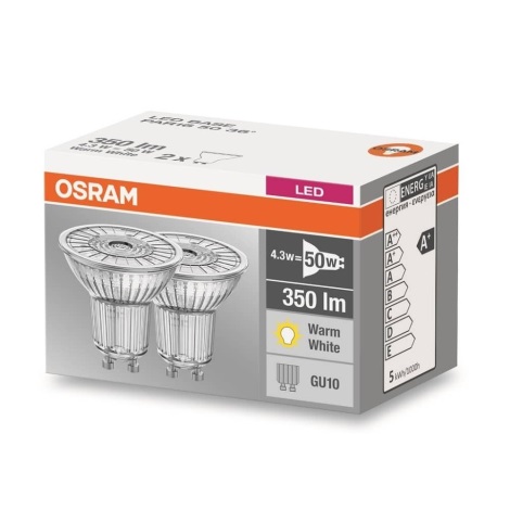 ZESTAW 2x LED Żarówka BASE GU10/4,3W/230V 2700K - Osram