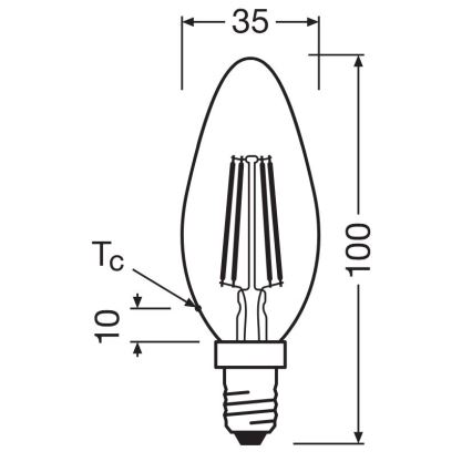 ZESTAW 2x LED Żarówka FILAMENT B35 E14/4W/230V 4000K - Osram