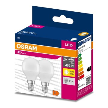 ZESTAW 2x LED Żarówka P45 E14/4,9W/230V 3000K - Osram