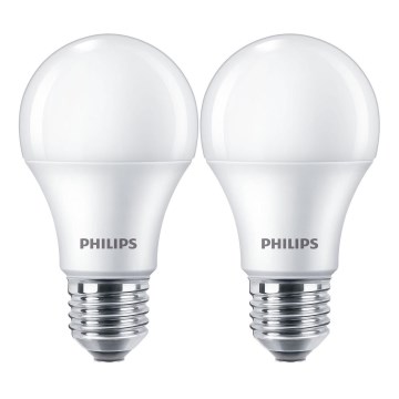 ZESTAW 2x LED Żarówka Philips A60 E27/10W/230V 4000K