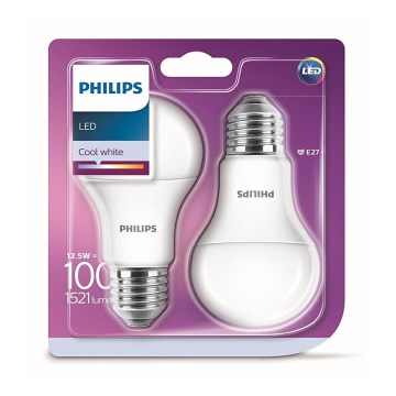 ZESTAW 2x LED Żarówka Philips A60 E27/12,5W/230V 4000K