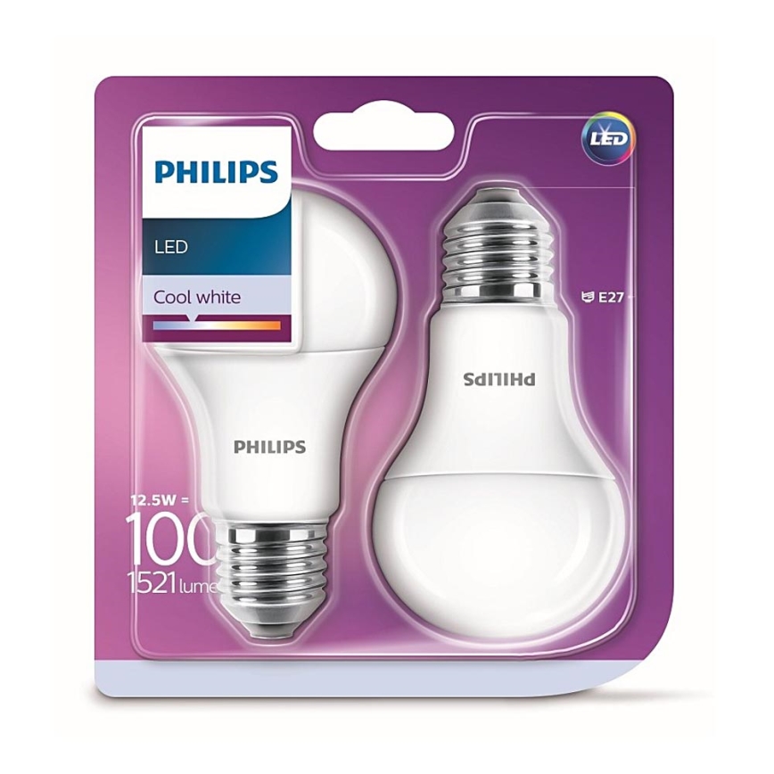 ZESTAW 2x LED Żarówka Philips A60 E27/12,5W/230V 4000K