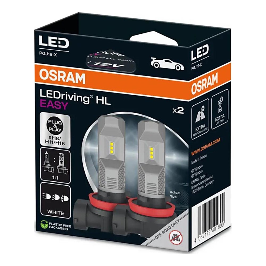ZESTAW 2x LED Żarówka samochodowa H8/H11/H16 PGJ19-X/8,2W/12V 6000K - Osram