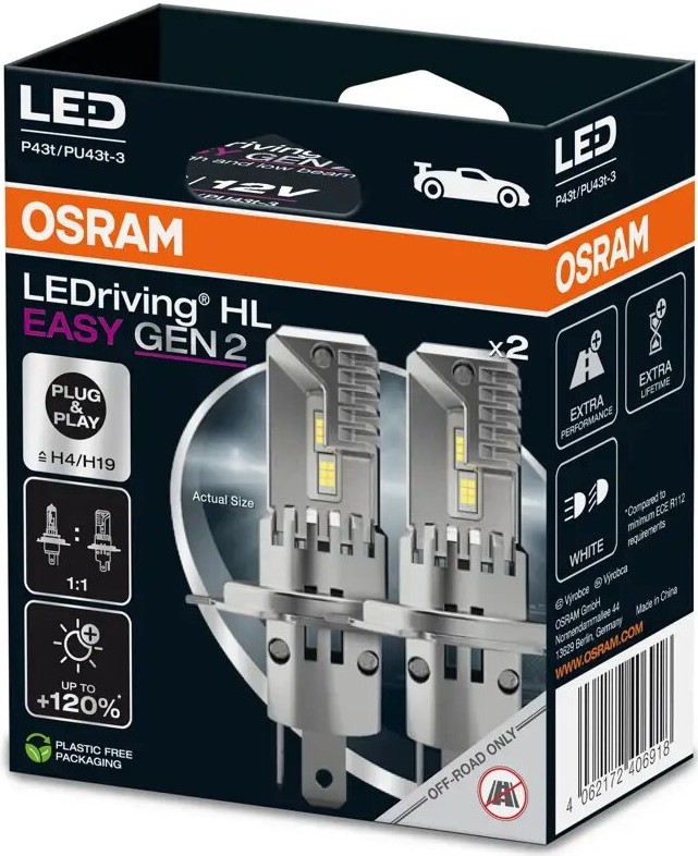 ZESTAW 2x LED Żarówka samochodowa LEDriving H4/H19 P43t/PU43T-3/25W/12V 6500K - Osram