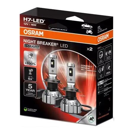 ZESTAW 2x LED Żarówka samochodowa NIGHT BREAKER H7 PX26d/16W/12V 6000K - Osram