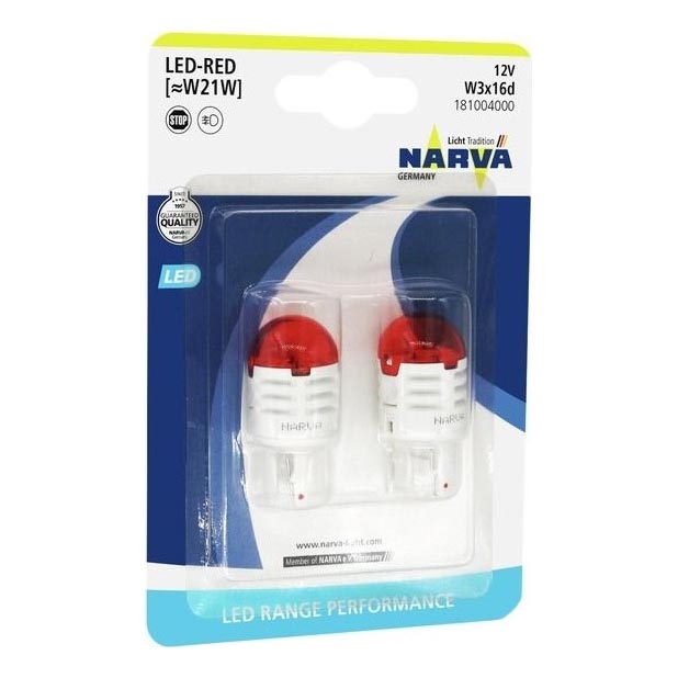 ZESTAW 2x LED Żarówka samochodowa W21W W3x16d/1,75W/12V czerwony - Narva 18100RPNVAB2