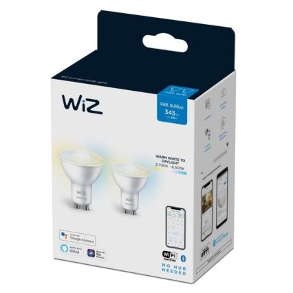 ZESTAW 2x LED Żarówka ściemnialna PAR16 GU10/4,7W/230V 2700-6500K CRI 90 Wi-Fi - WiZ