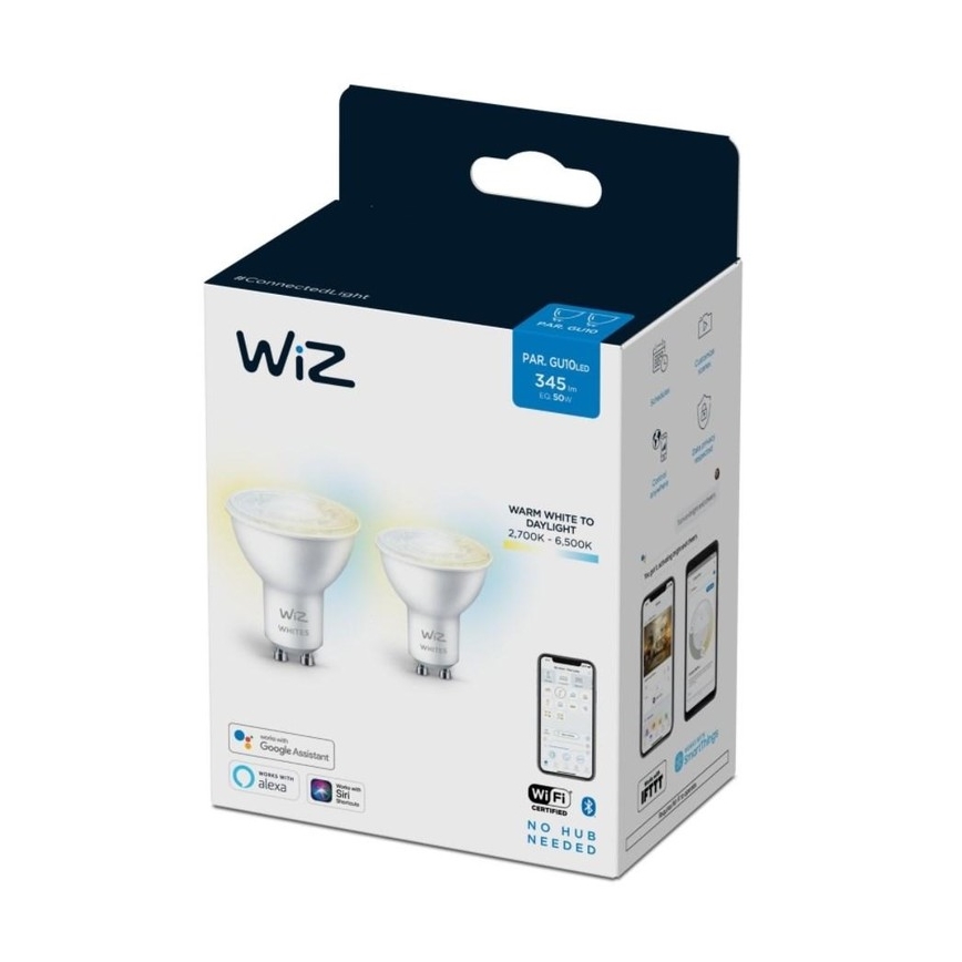 ZESTAW 2x LED Żarówka ściemnialna PAR16 GU10/4,7W/230V 2700-6500K CRI 90 Wi-Fi - WiZ