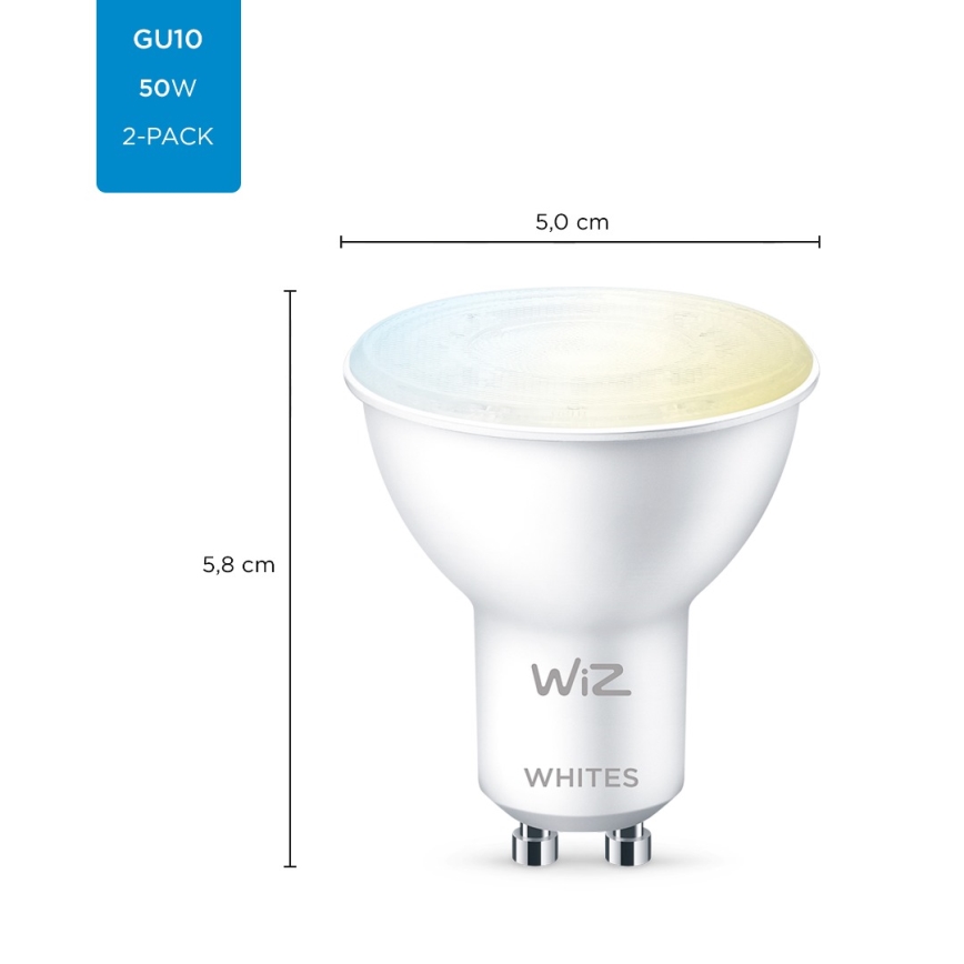 ZESTAW 2x LED Żarówka ściemnialna PAR16 GU10/4,7W/230V 2700-6500K CRI 90 Wi-Fi - WiZ