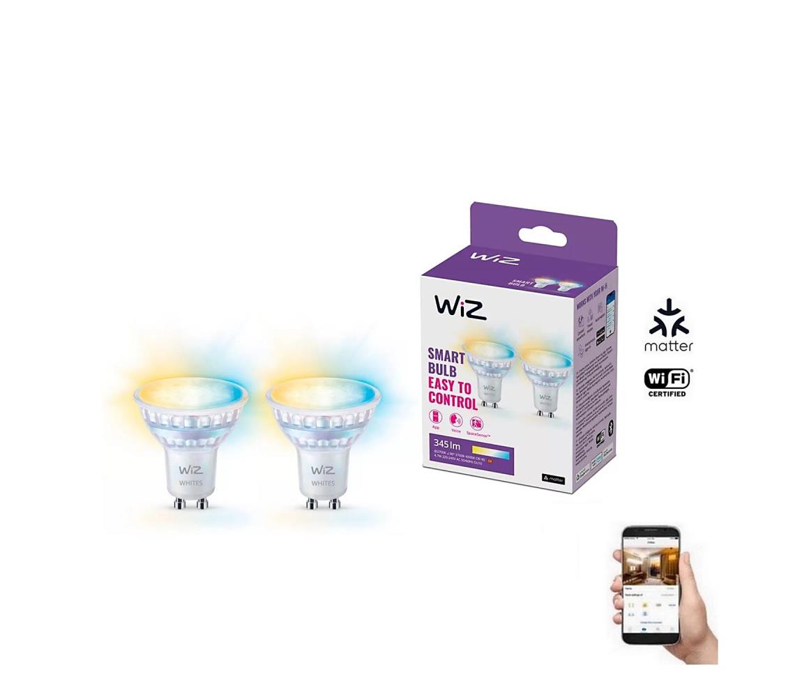 ZESTAW 2x LED Żarówka ściemnialna PAR16 GU10/4,7W/230V 2700-6500K CRI 90 Wi-Fi-WiZ