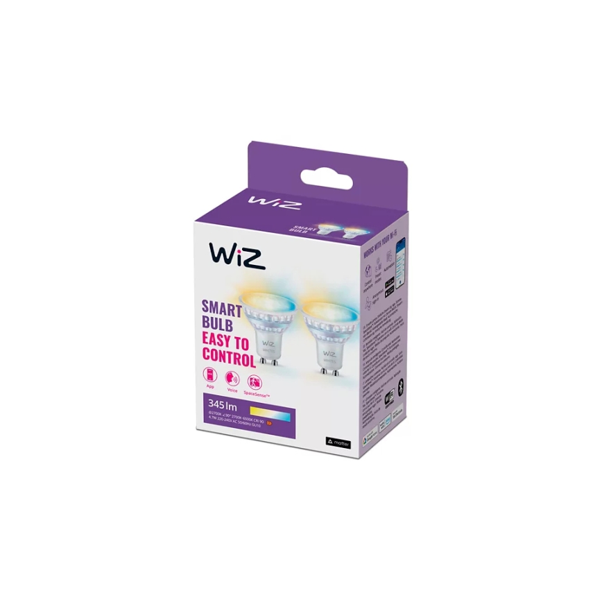 ZESTAW 2x LED Żarówka ściemnialna PAR16 GU10/4,7W/230V 2700-6500K CRI 90 Wi-Fi - WiZ