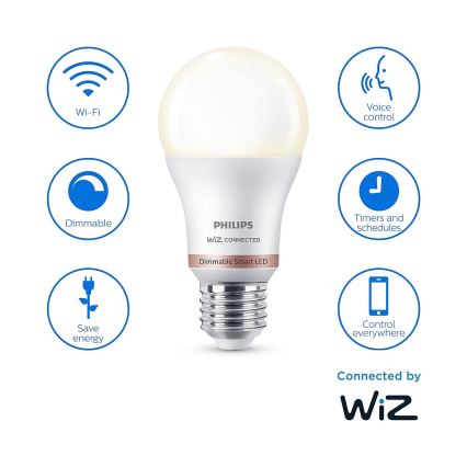 ZESTAW 2x LED Żarówka ściemnialna Philips A60 E27/8W/230V Wi-Fi