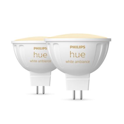 ZESTAW 2x LED Żarówka ściemnialna Philips Hue White Ambiance GU5,3/MR16/5,1W/12V 2200-6500K