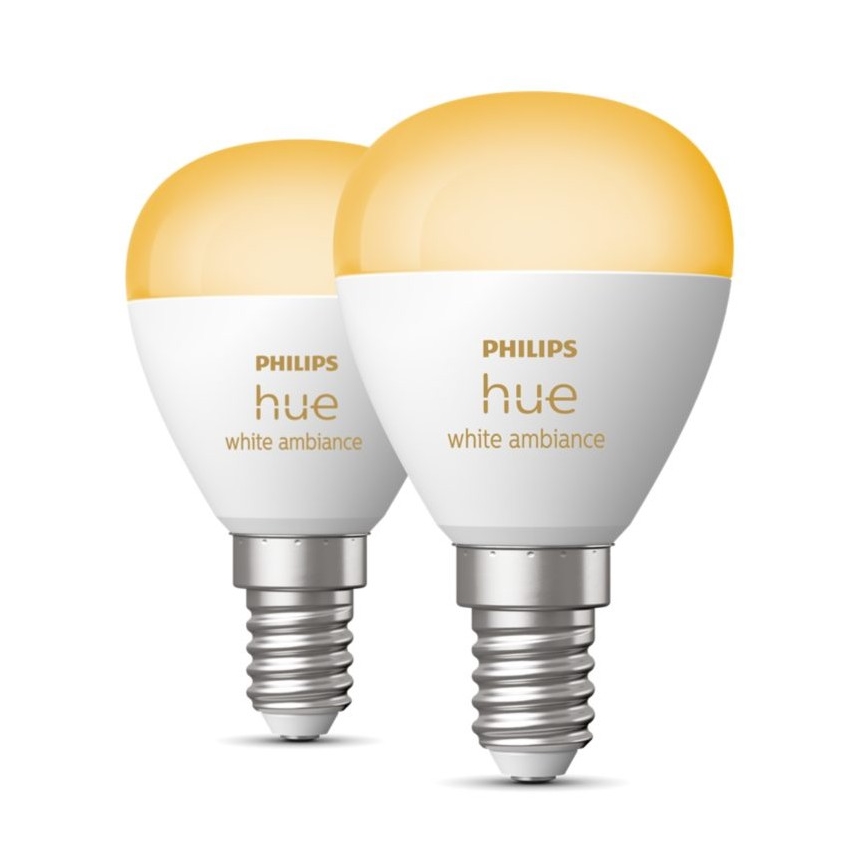 ZESTAW 2x LED Żarówka ściemnialna Philips Hue WHITE AMBIANCE P45 E14/5,1W/230V 2200-6500K