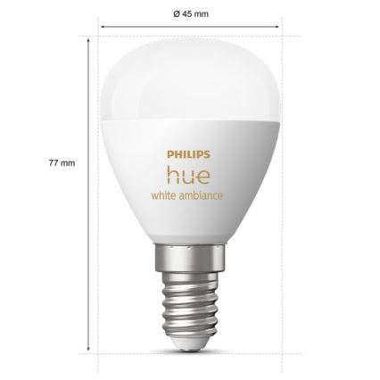 ZESTAW 2x LED Żarówka ściemnialna Philips Hue WHITE AMBIANCE P45 E14/5,1W/230V 2200-6500K