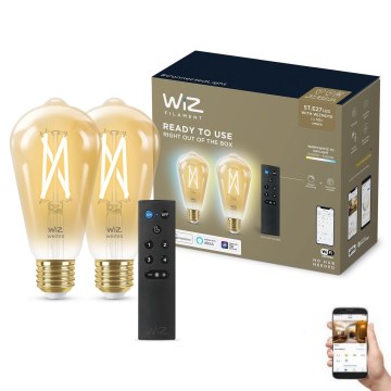 ZESTAW 2x LED Żarówka ściemnialna ST64 E27/7W/230V 2000-5000K CRI 90 Wi-Fi + pilot zdalnego sterowania - WiZ