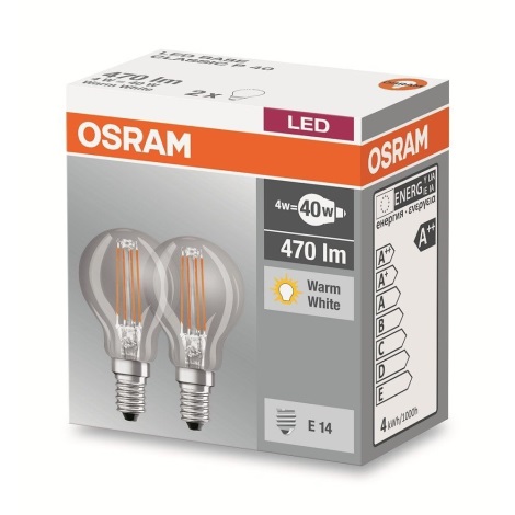 ZESTAW 2x LED Żarówka VINTAGE B40 E14/4W/230V 2700K - Osram