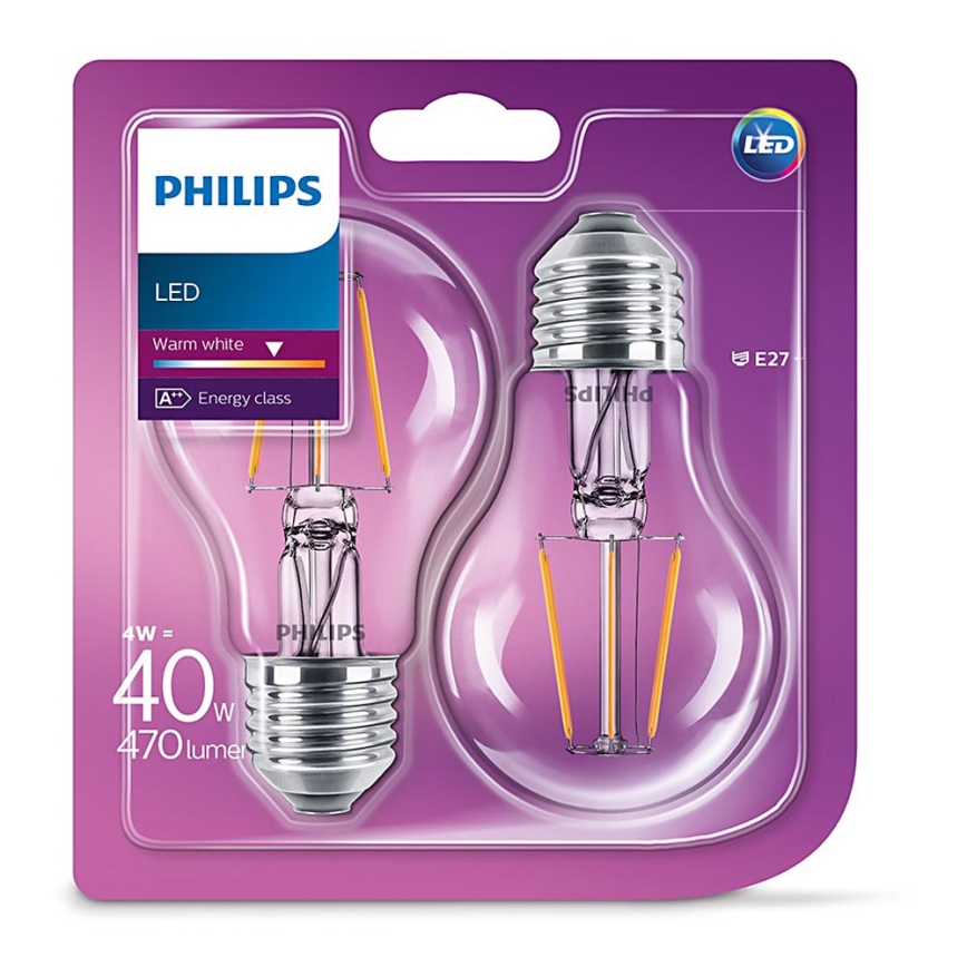 ZESTAW 2x LED Żarówka VINTAGE Philips E27/4W/230V 2700K