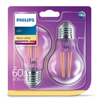 ZESTAW 2x LED Żarówka VINTAGE Philips E27/7W/230V 2700K