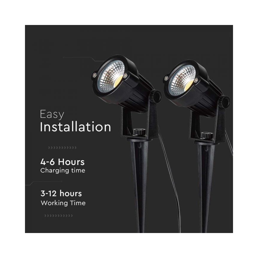 ZESTAW 2x LED Zewnętrzna lampa słoneczna 2xLED/1,2W/3,7V IP65 3000K 4000 mAh