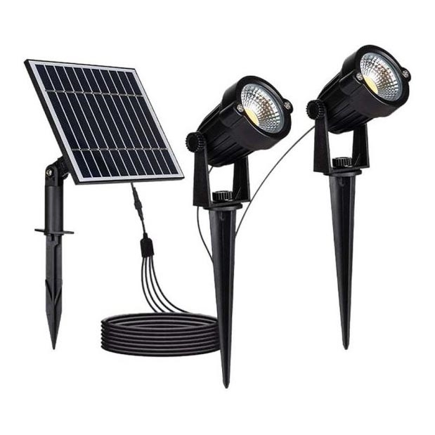 ZESTAW 2x LED Zewnętrzna lampa solarna 2xLED/1,2W/3,7V IP65 3000K