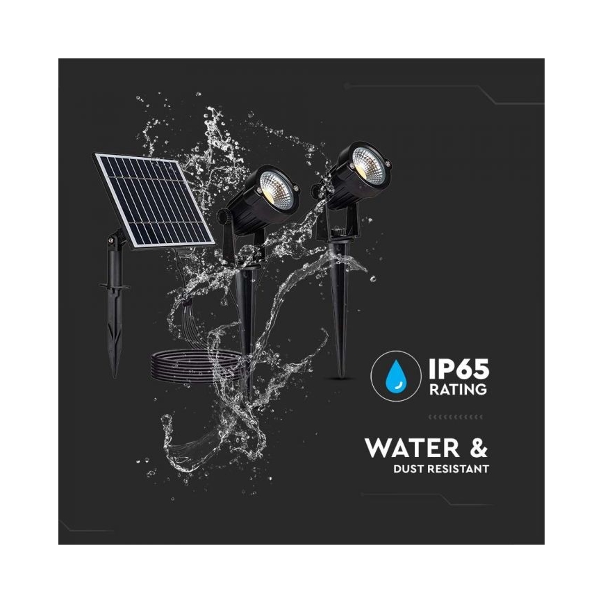 ZESTAW 2x LED Zewnętrzna lampa solarna 2xLED/1,2W/3,7V IP65 3000K