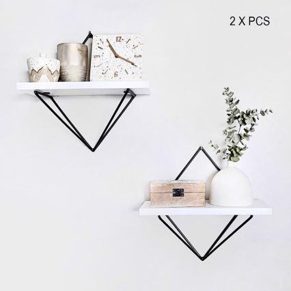 Zestaw 2x półek DIA, biały/czarny