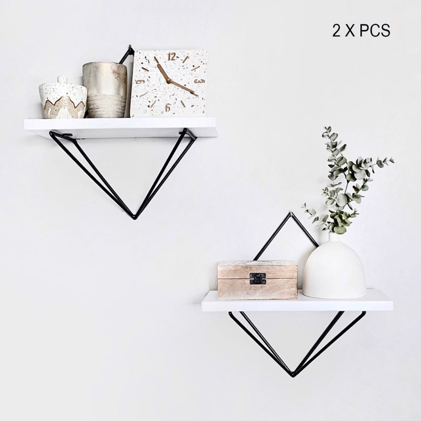 Zestaw 2x półek DIA, biały/czarny