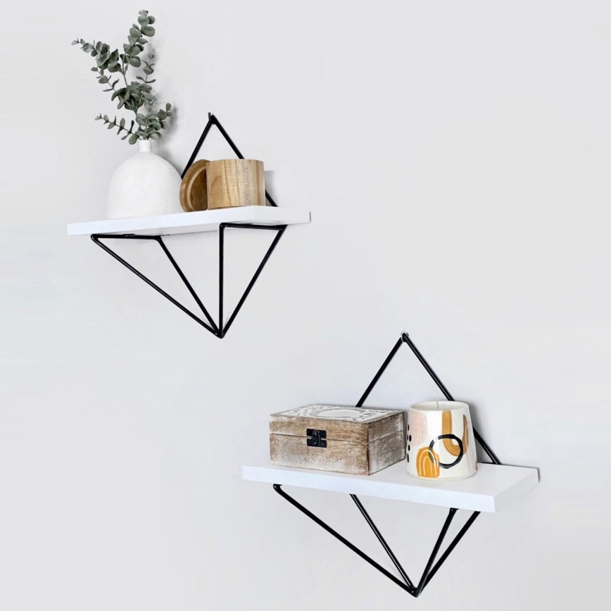 Zestaw 2x półek DIA, biały/czarny