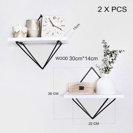 Zestaw 2x półek DIA, biały/czarny