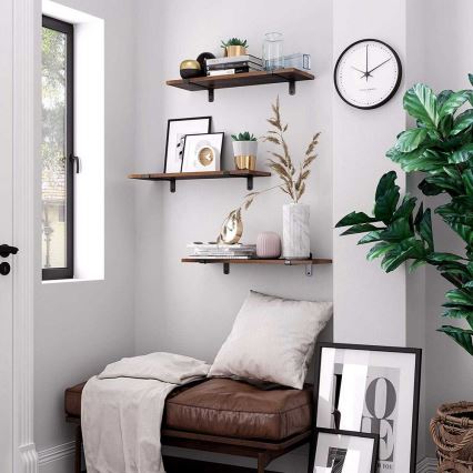 Zestaw 2x półek ściennych SHELFY brązowe/czarne