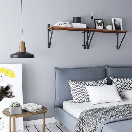 Zestaw 2x półek ściennych SHELFY brązowe/czarne