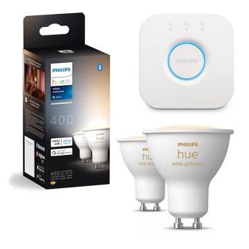 Zestaw 2x ściemnialne żarówki LED Philips Hue White Ambiance GU10/4,2W/230V 2200-6500K + Hue Bridge