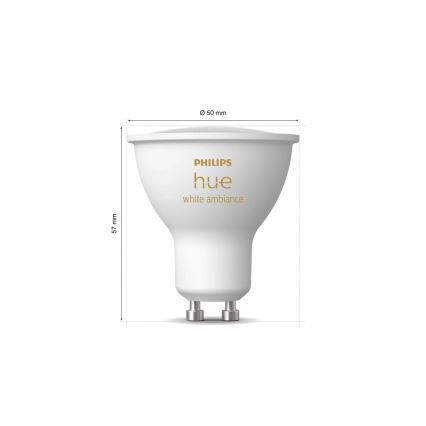 ZESTAW 2x ściemnialnych żarówek LED Philips Hue WHITE AMBIANCE GU10/4,2W/230V 2200-6500K + ściemniacz