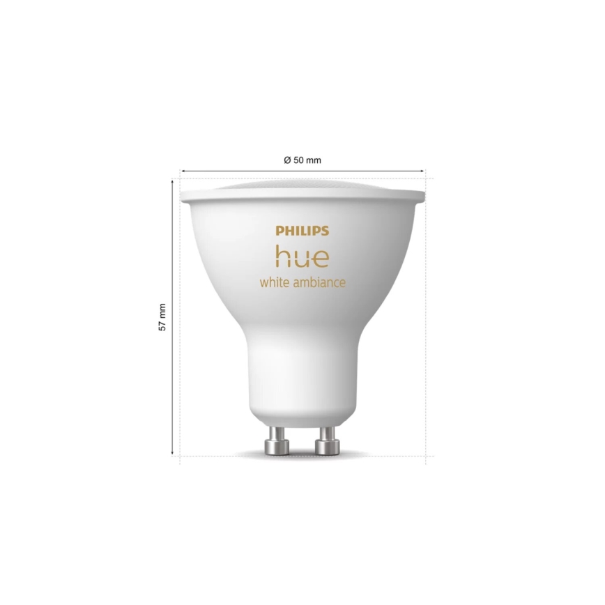 ZESTAW 2x ściemnialnych żarówek LED Philips Hue WHITE AMBIANCE GU10/4,2W/230V 2200-6500K + ściemniacz