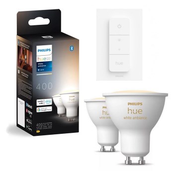 ZESTAW 2x ściemnialnych żarówek LED Philips Hue WHITE AMBIANCE GU10/4,2W/230V 2200-6500K + ściemniacz