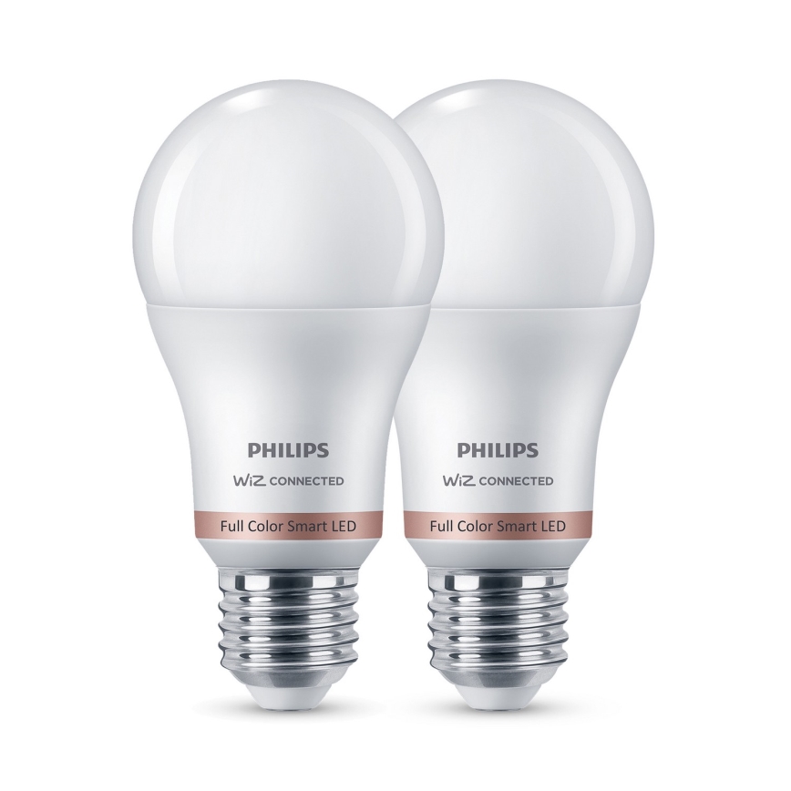 Zestaw 2x ściemnialnych żarówek LED RGB Philips SMART A60 E27/8,5W/230V 2200-6500K