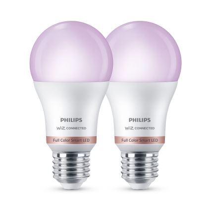 Zestaw 2x ściemnialnych żarówek LED RGB Philips SMART A60 E27/8,5W/230V 2200-6500K