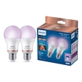 Zestaw 2x ściemnialnych żarówek LED RGB Philips SMART A60 E27/8,5W/230V 2200-6500K