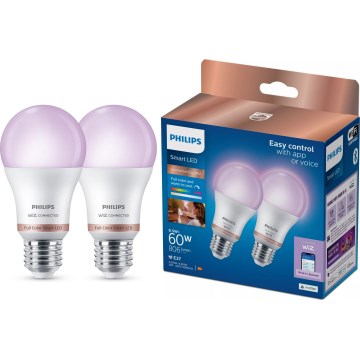 Zestaw 2x ściemnialnych żarówek LED RGB Philips SMART A60 E27/8,5W/230V 2200-6500K