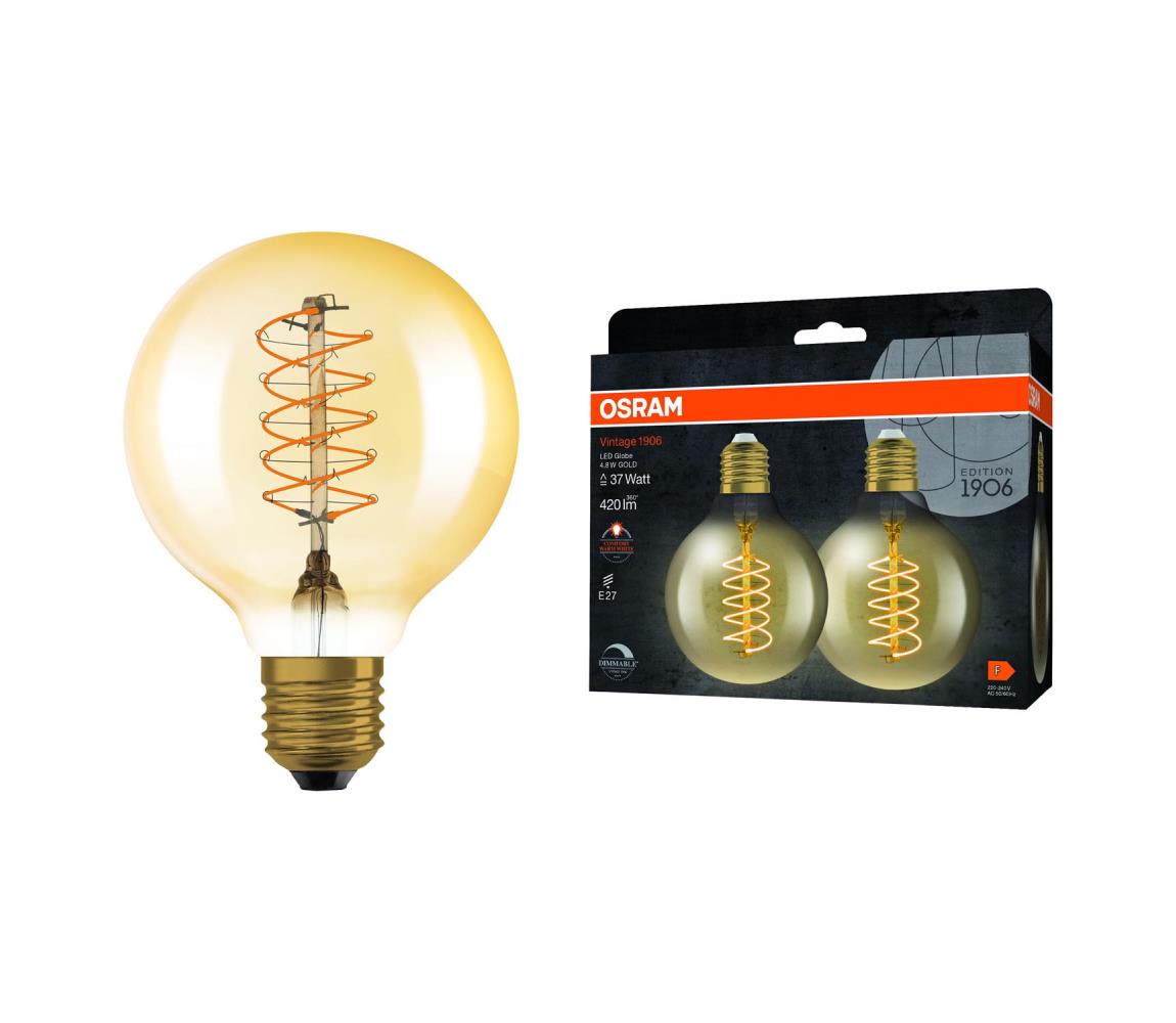 Zestaw 2x ściemnialnych żarówek LED VINTAGE FILAMENT E27/4,8W/230V 2200K - Osram